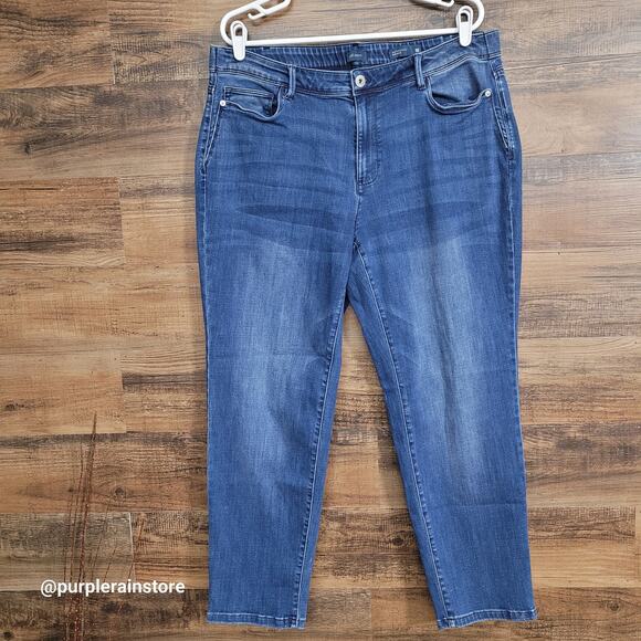 J Jill Authentic Fit Jeans 18 High Rise Slim Ankle Medium Dark Wash Denim - Picture 1 of 11